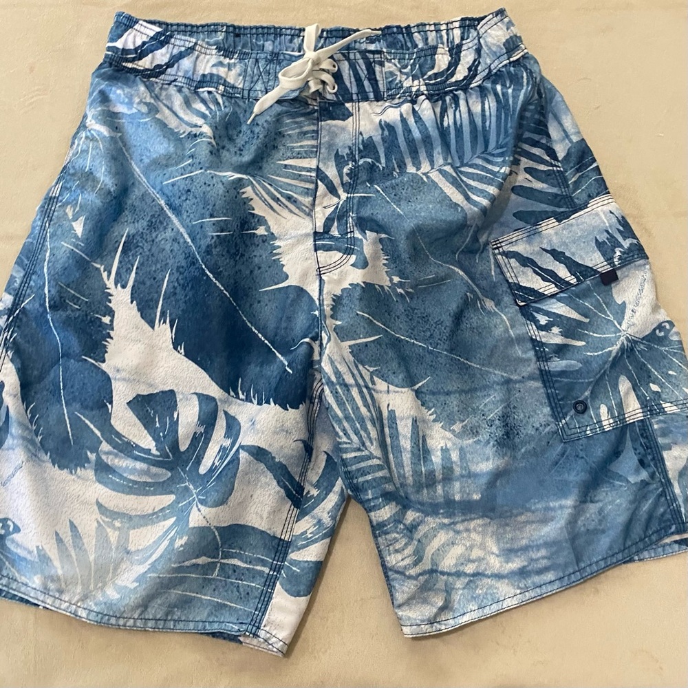 U.S. Apparel Men's Blue Tropical Swim Shorts
